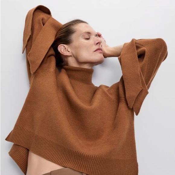 ZARA KNIT SWEATER WITH TIED CUFFS size small - Picture 3 of 3